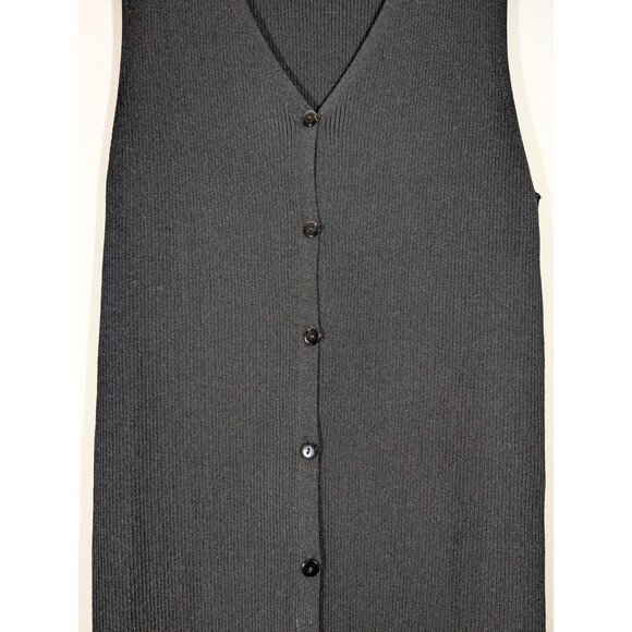 Dazy Womens Black V-Neck Knit Maxi Dress Sz XL Capsule Minimalist Gothic Classic - Picture 5 of 7